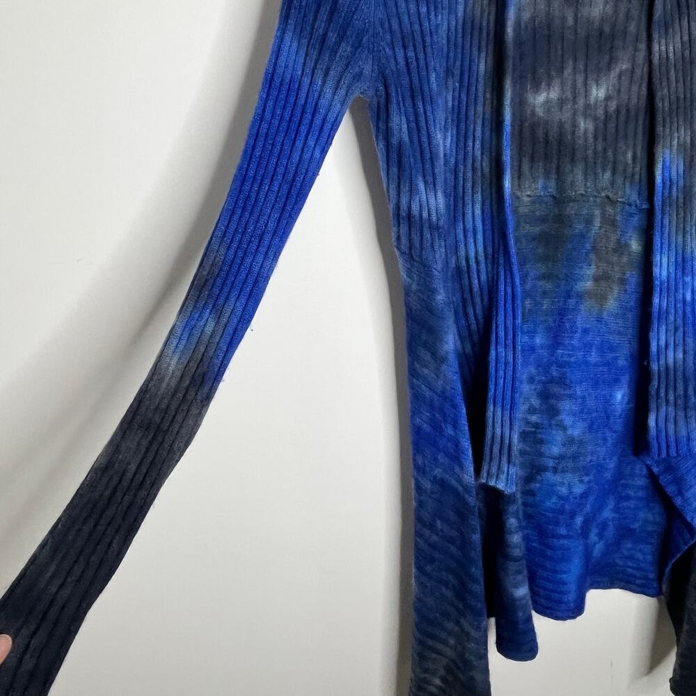 Autumn Cashmere Cardigan Small Blue Cashmere Wool Blend Rib Open Duster Tie Dye - Picture 3 of 9